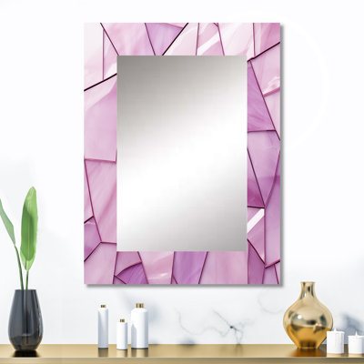 «Pink Tranquil surrender collages», miroir mural décoratif abstrait, miroir rose, impression d'art en métal