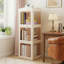 Bibliothèque de rangement rotative pliable à 3 niveaux à 360 degrés, base pivotante anti-rayures stable et panneaux translucides anti-poussière, bureau compact et peu encombrant, chambre à coucher