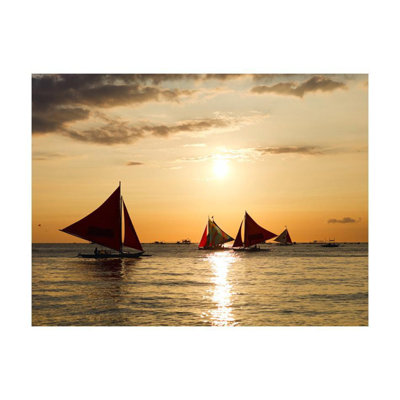 Murale Amarmula, bateaux à voile - coucher de soleil