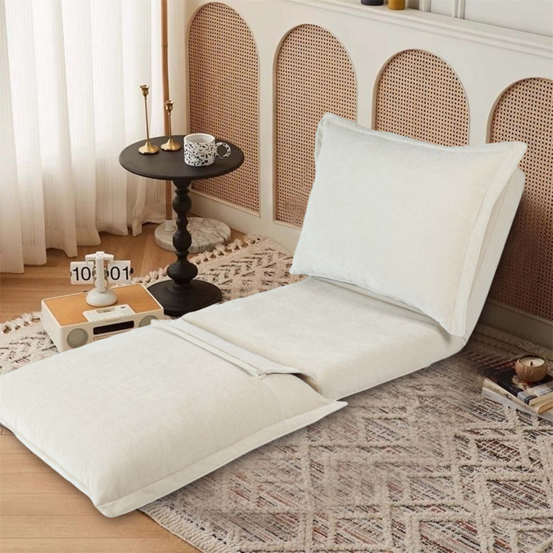 Convertible Flip Chair: Floor Sofabed With Adjustable Backrest And Pillows For Compact Living Spaces, Beige