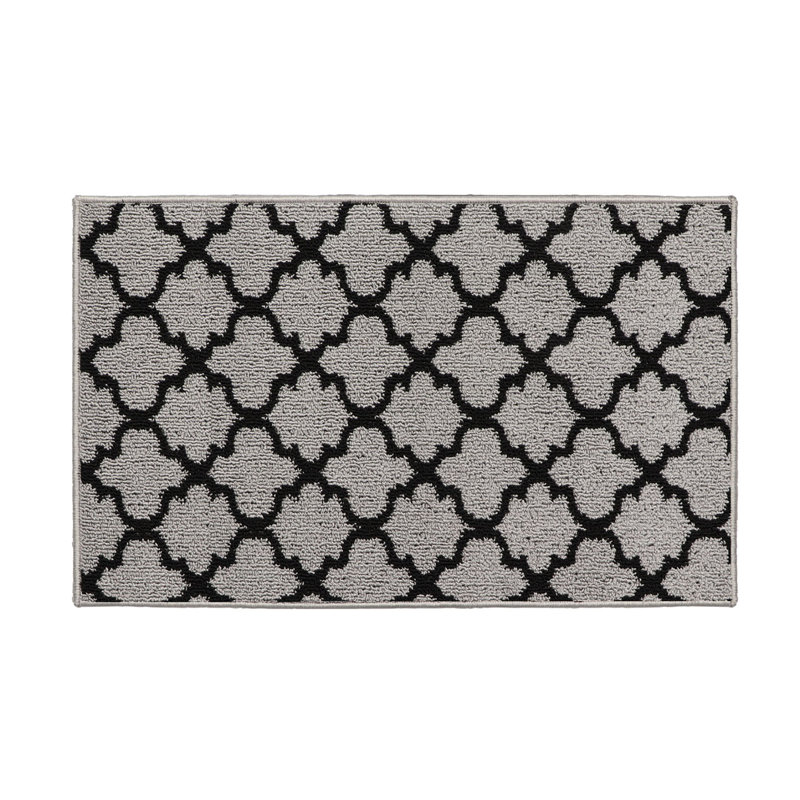Tapis de cuisine en laine effet arabesque, Tapis de couloir 4 pi x 1 pi 7 po, Gris / noir