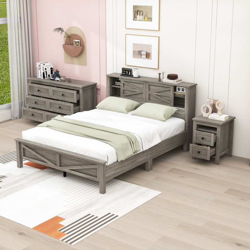 Berty Piece Bedroom Set, Queen, Antique Gray