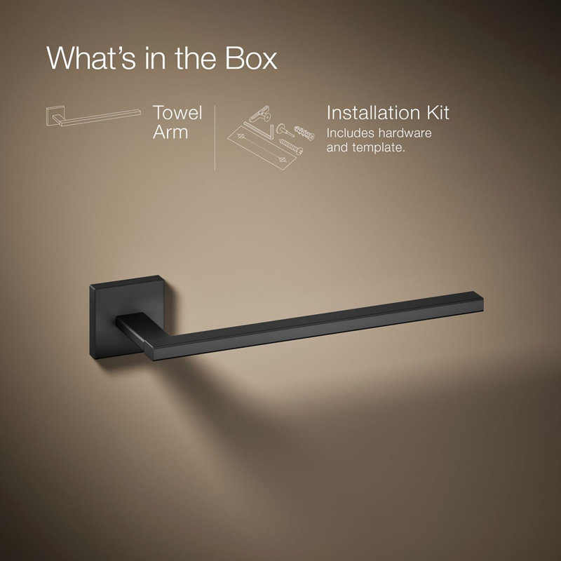 Square Towel Arm, Matte Black
