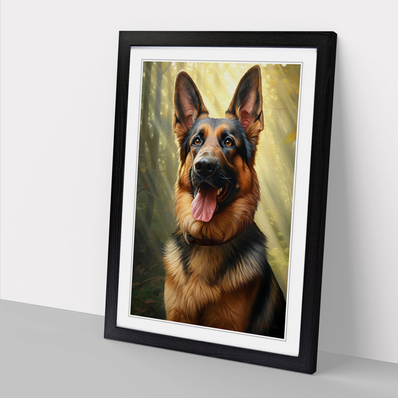 German Shepherd Realism - Framed Print, Black Framed, 64cm H x 46cm W