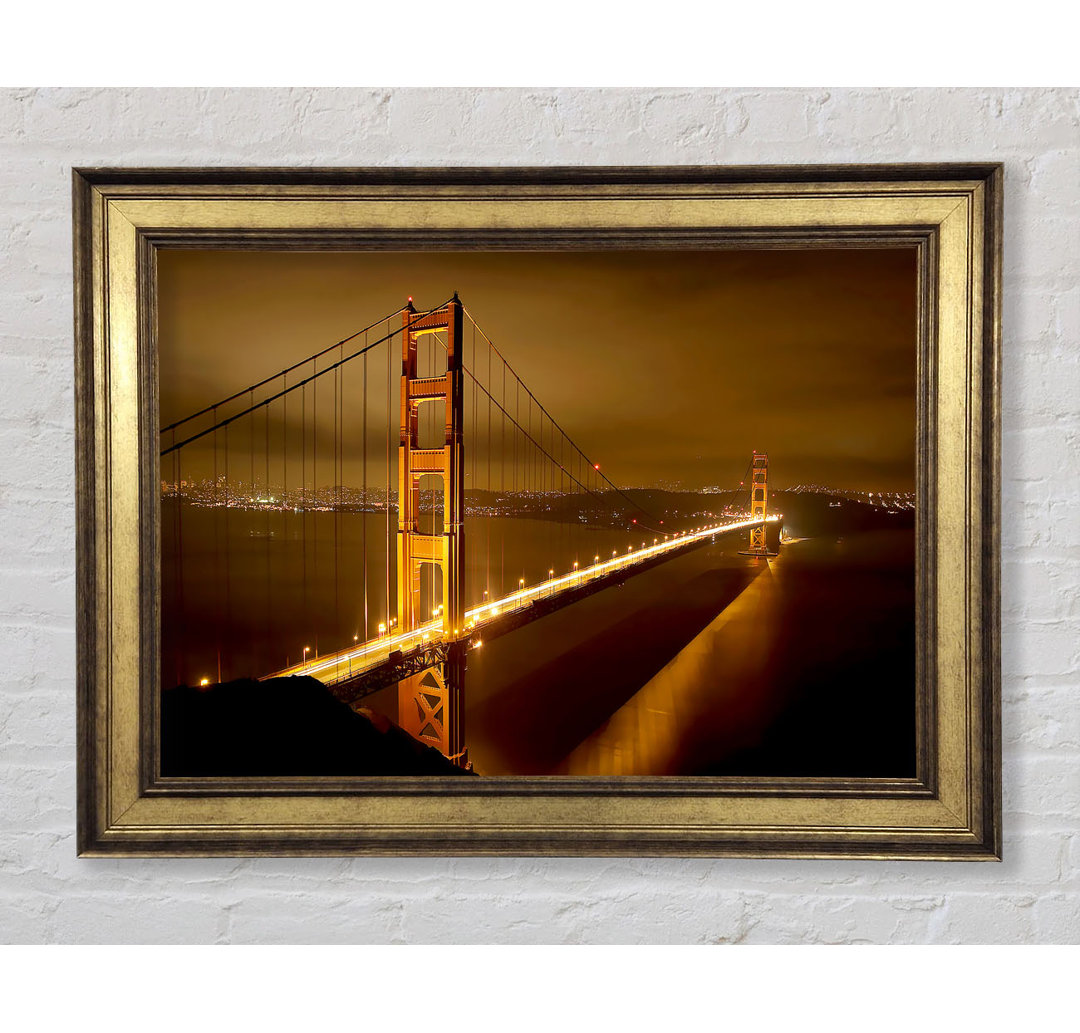 San Francisco Bridge Golden Mist - Einzelner Bilderrahmen Kunstdrucke