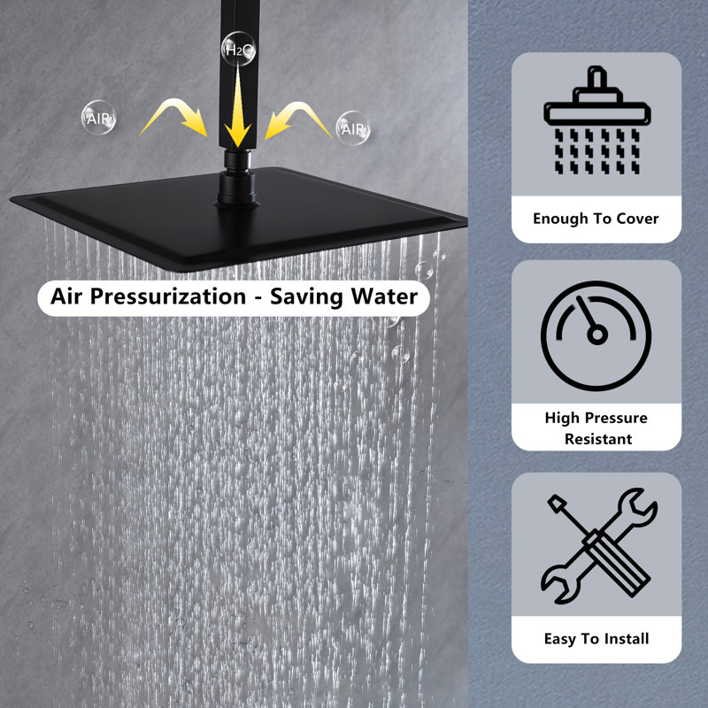 Rain Fixed Shower Head, Matte Black