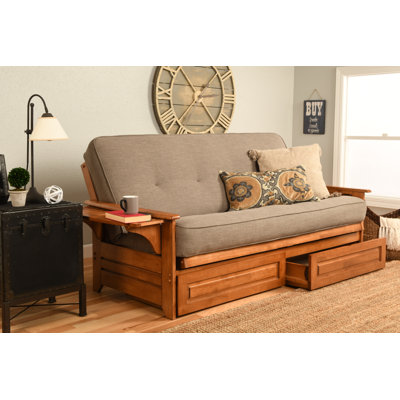 Johnte Full 80" Futon Frame and Mattress with Drawer set
