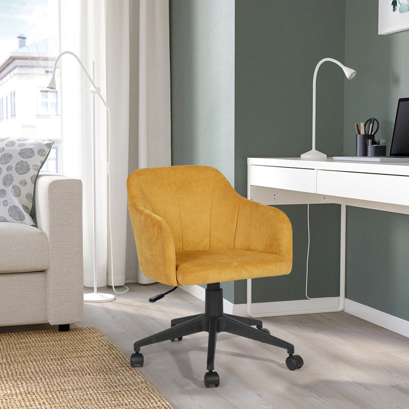 Nate Velvet Office Chair, Yellow