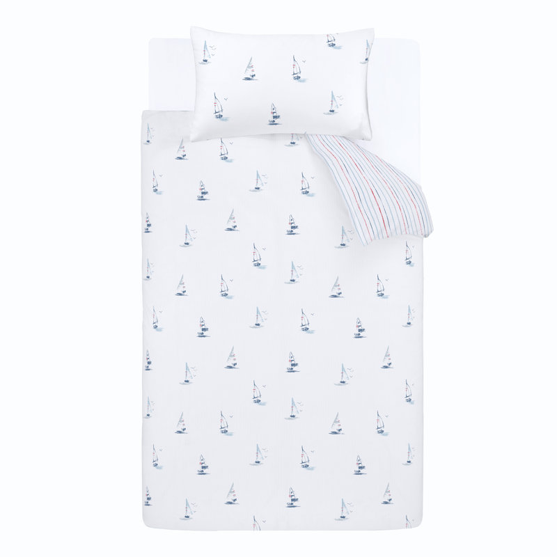 Sailing Boats Cotton Duvet Cover Set, Single Duvet Cover + 1 Standard Pillowcase