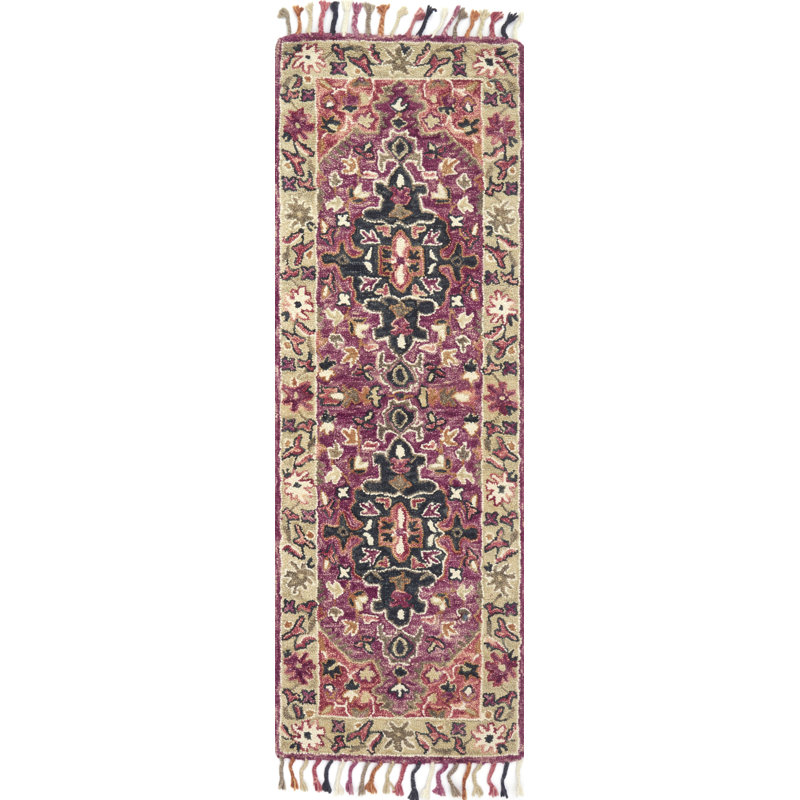 Tapis rose crocheté à la main Leyna, Tapis de couloir 2 pi 6 po x 7 pi 6 po