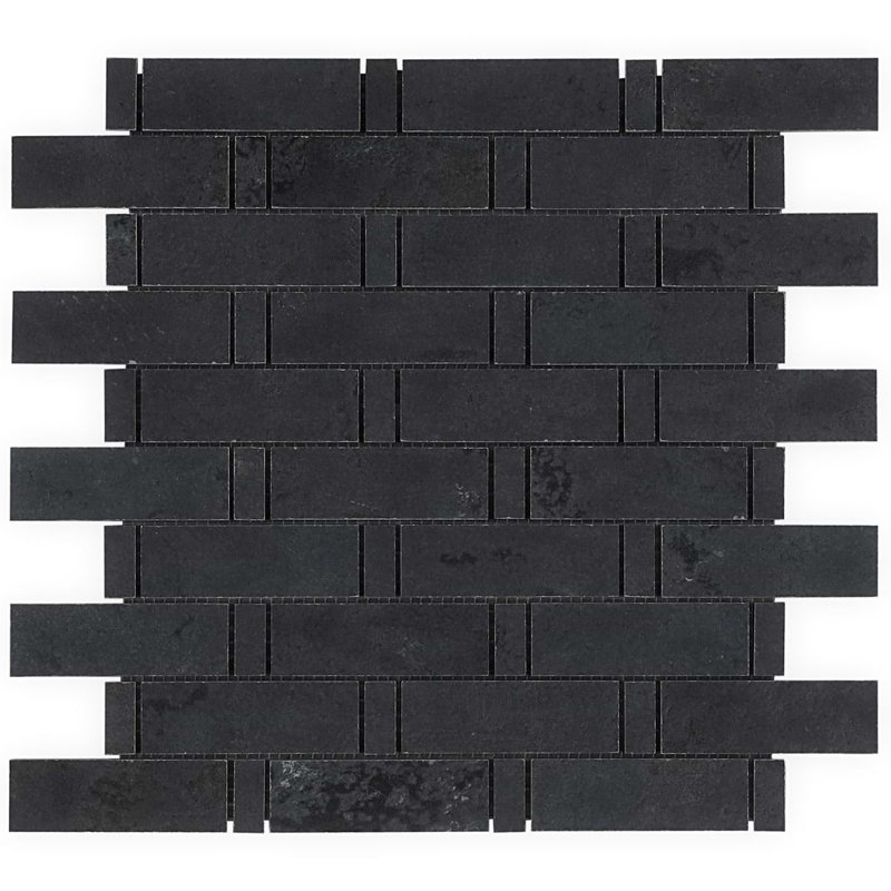 Portrait Weave Matte Porcelain Mosaic, Black Gold