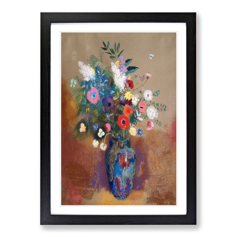 Vase of Flowers Vol.7 by Odilon Redon - Picture Frame Painting, Black Framed, 65cm H x 48cm W x 2cm D