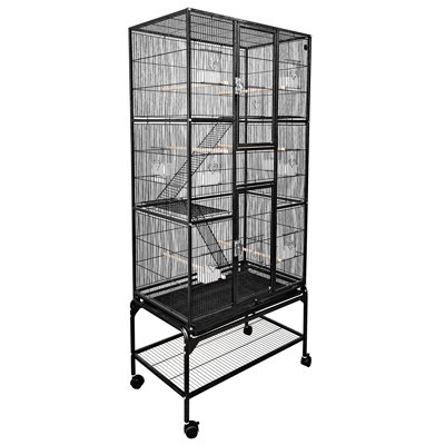 Multi-Level Iron Flat Flight Cage with Wheels