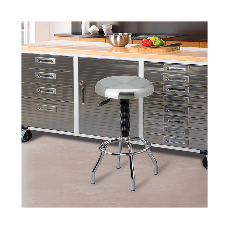 Adjustable Height Stainless Steel Swivel Stool