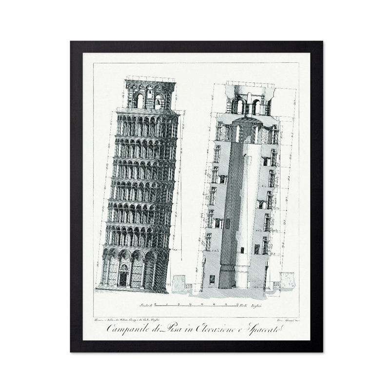 Plan de la tour penchée de Pise, Unframed, Poster, 18"H x 24"W