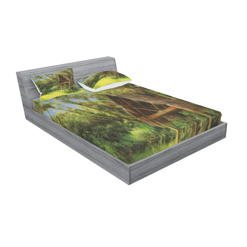 Ensemble de draps Tiki Hut in Dreamy, Ensemble de draps pour lit double avec un drap-hou