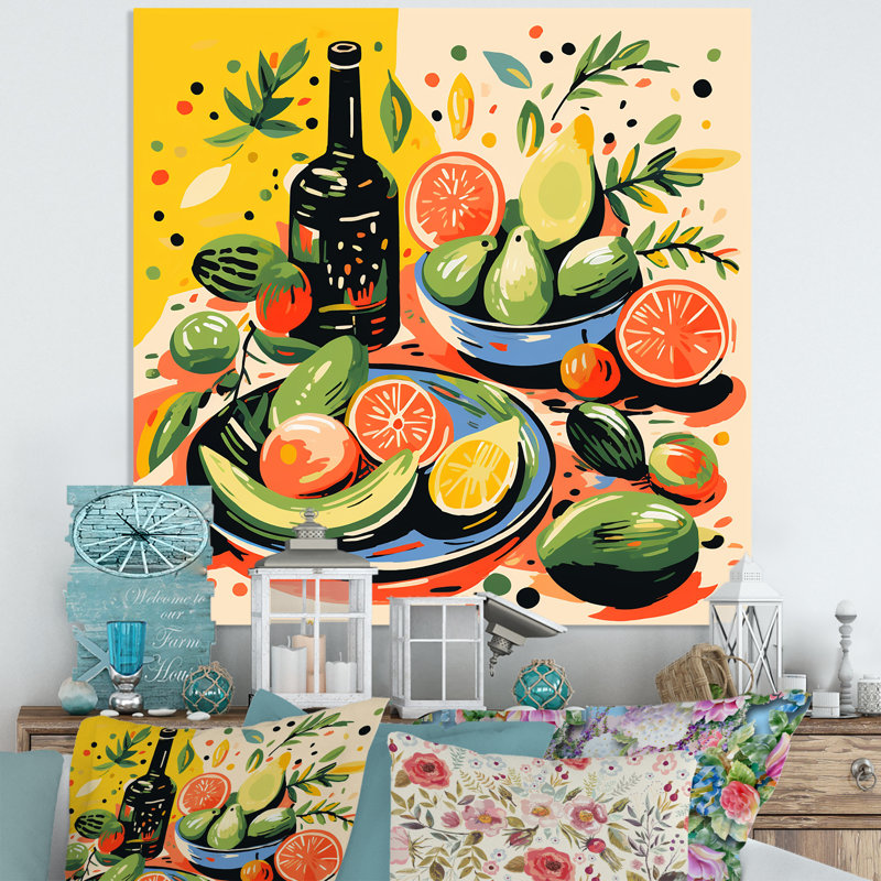 «Green and Red Avocado Elegance I», art mural en métal, H 29 po x l 29 po x P 1,5 po