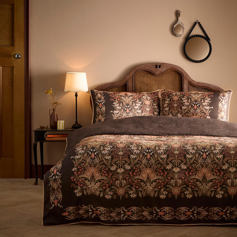 Cotton Floral Duvet Cover Set with Pillowcases, Super King Duvet Cover + 2 Standard Pillowcases