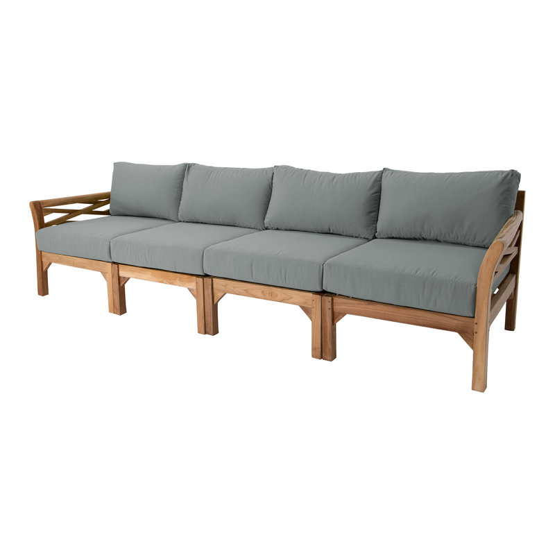 Monterey Teak Outdoor Deluxe Sofa with Sunbrella Cushions, Charcoal