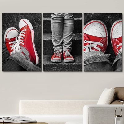 Red Canvas Shoes Gray Modern Contemprory Wall Decor
