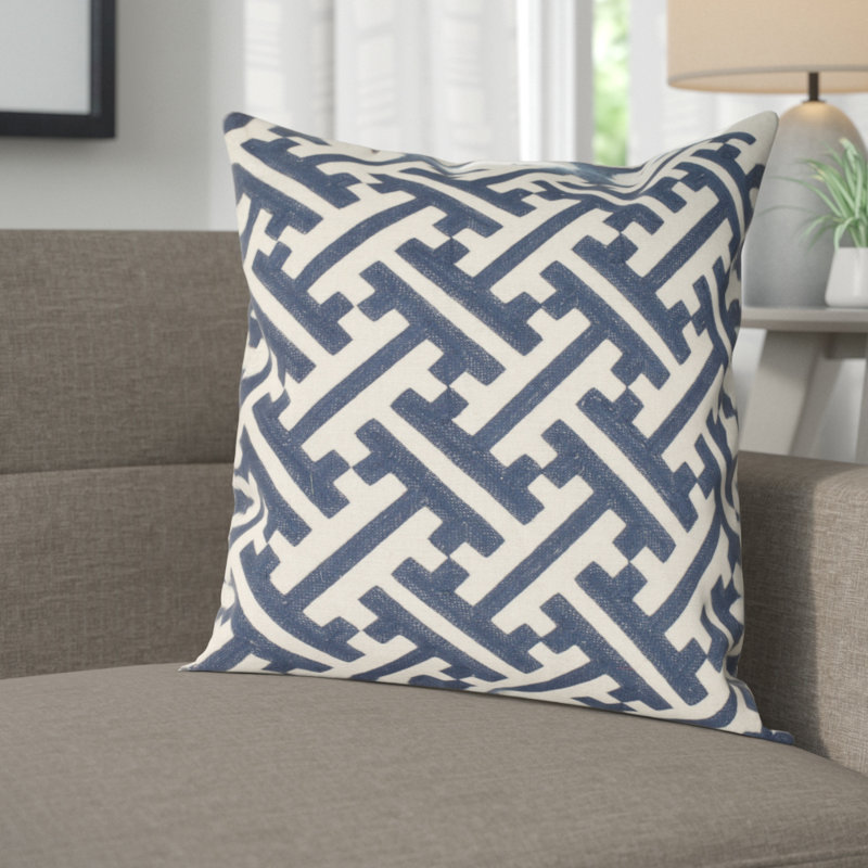 Embroidered Linen Reversible Throw Pillow, 18" H x 18" W