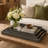 Koi 3pc Nested Serving Tray Set, Faux Shagreen Texture, Bronze Wood
