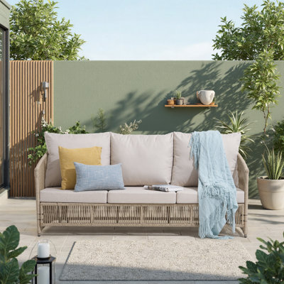 Outdoor 3-person Wicker Sofa With Cushion