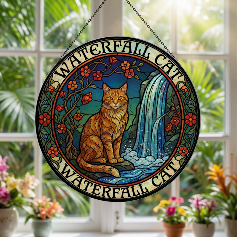  Vitrail Waterfall Cat, H 12 po x l 12 po