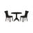 5 Piece Kitchen Table Set for 4 Includes a Round Dining Room Table with Dropleaf and 4 Black Linen Fabric Upholstered Chairs, Black-2045115398-2045115403