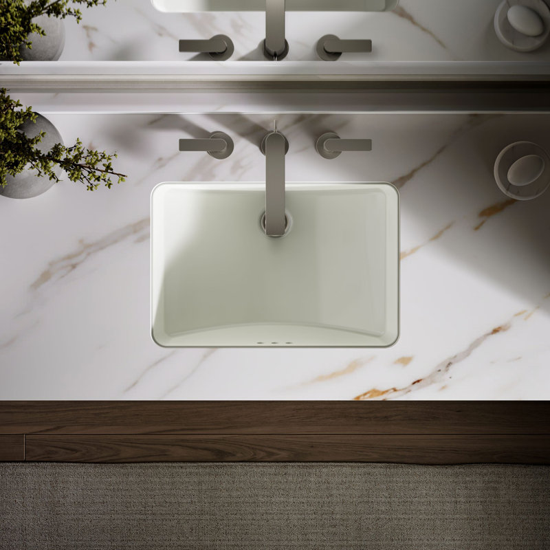 Ladena Vitreous China Rectangular Undermount Bathroom Sink, Dune