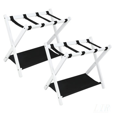 Porte-bagage pliant Babion pour chambre d'amis, paquet de 4, porte-bagage double en bambou avec sangles en nylon, aucun assemblage requis