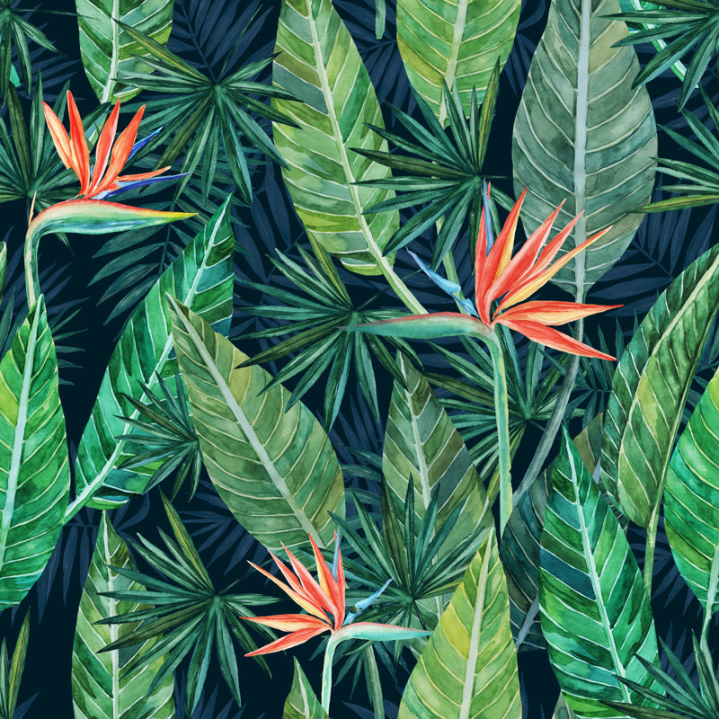 Sumava feuilles tropicales, H 12 po x l 12 po
