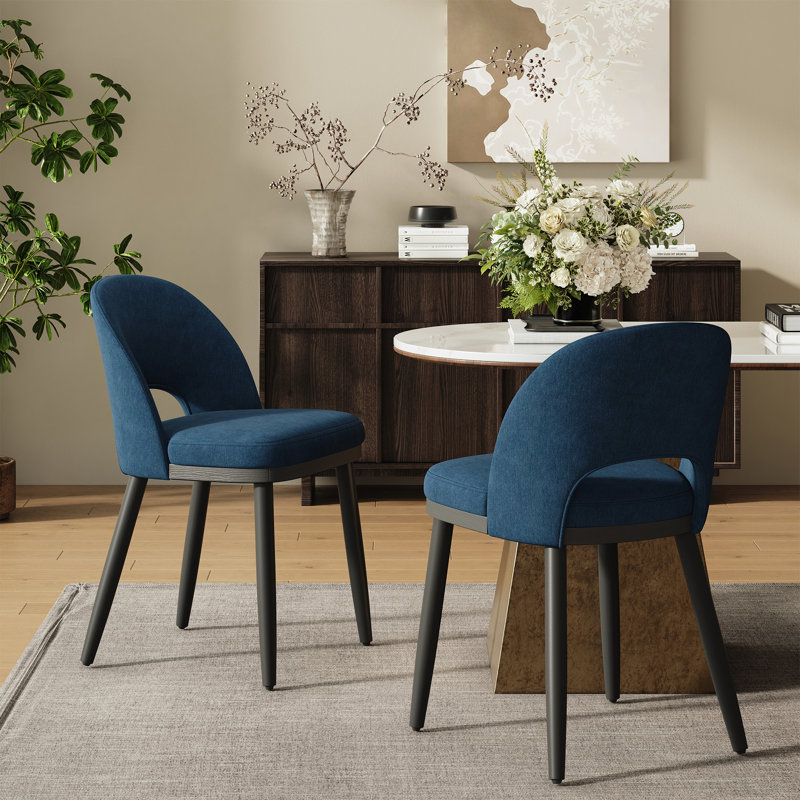 Chaises de salle à manger rembourrées modernes avec pieds en bois 18,5 "H, Bleu