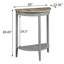 Console en chêne gris et demi-lune grise avec tablette inférieure-302308597