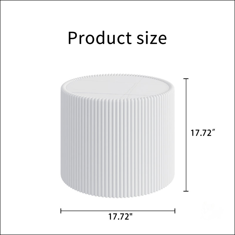 Table de bout moderne en forme de cylindre, Blanc lait