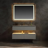 Lumino 48'' Modern Wall Mounted Single Bathroom Vanity with Engineered Stone Top and Light
