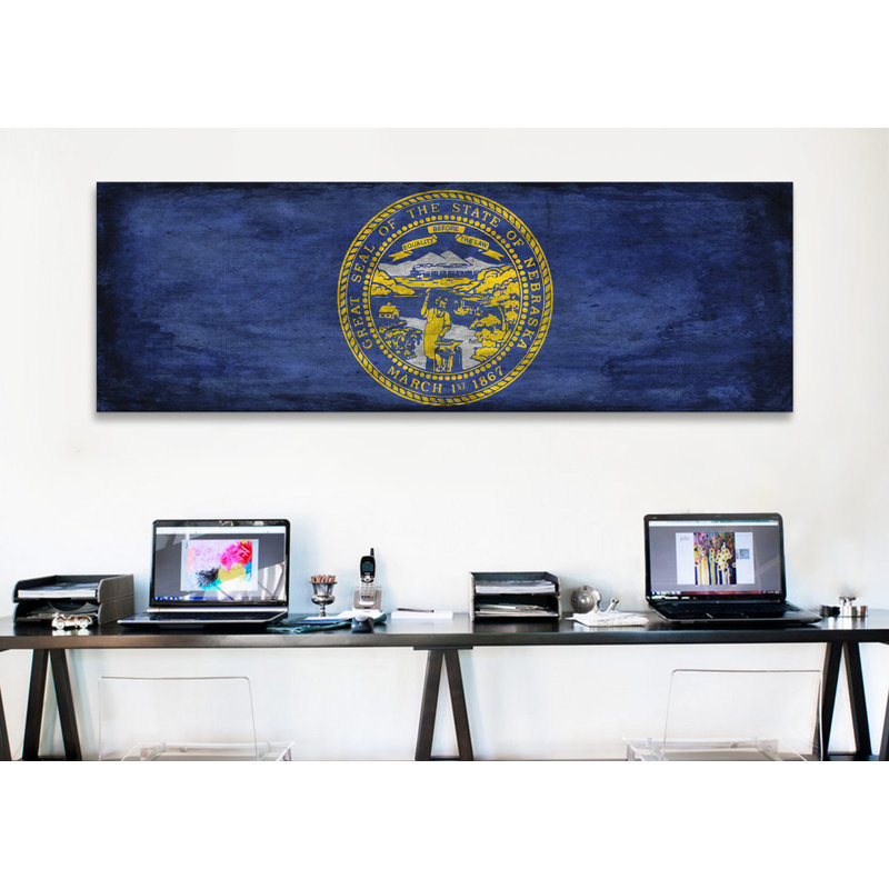 « flags nebraska grunge panoramique », impression sur toile, H 12 po x l 36 po x P 0,75 po
