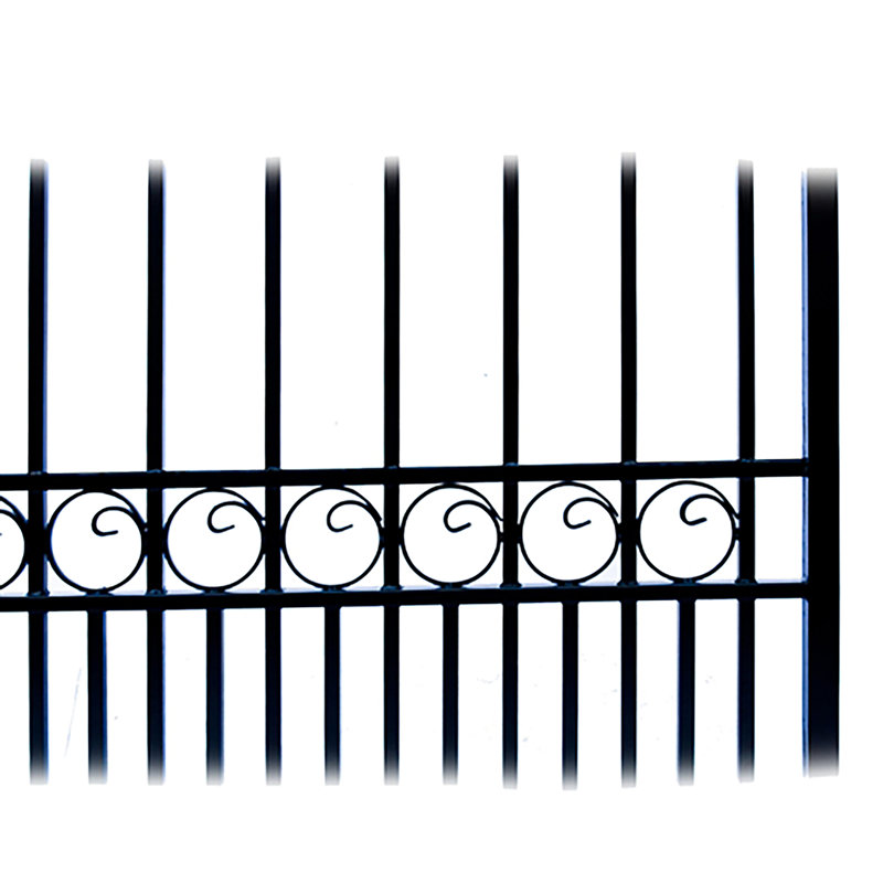 London Style Black Steel Arched Driveway Gate with Pointed Pickets