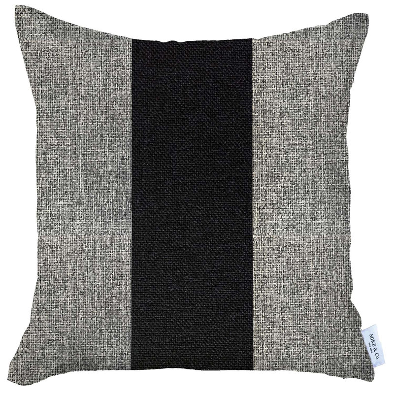 Gray and Black Polyester Bohemian Decorative Throw Pillow