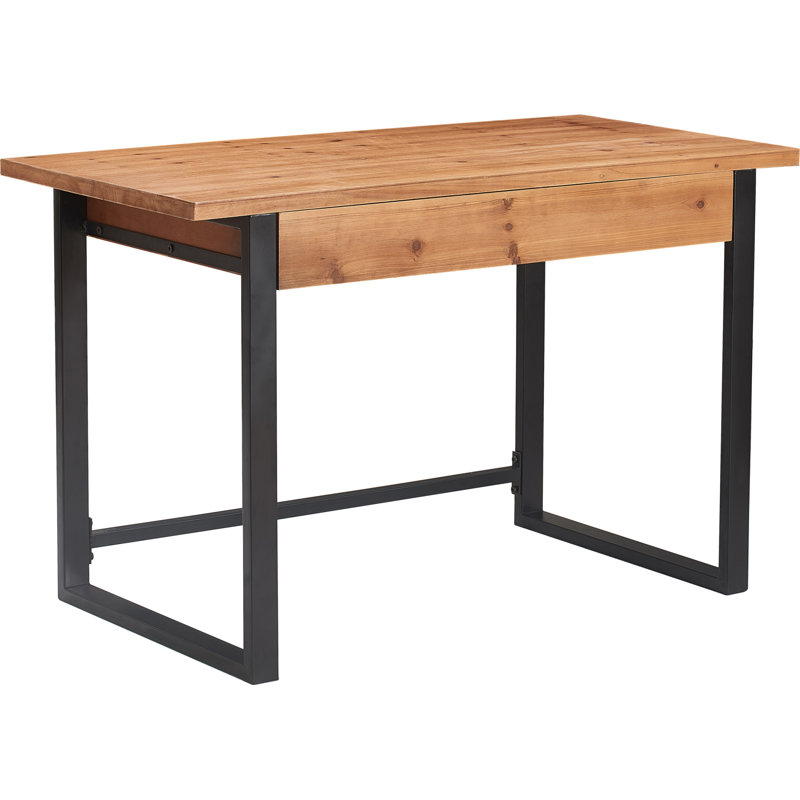 Bureau d'écriture avec tiroir de rangement pleine longueur Serta Leighton, style rustique moderne, plateau de table en bois massif naturel