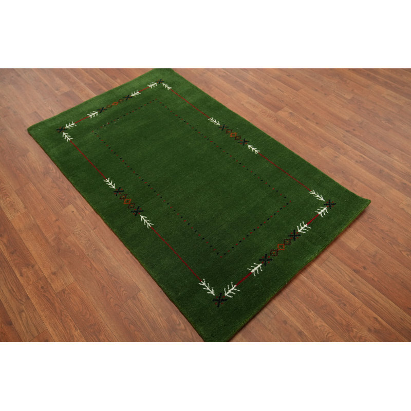 Green Tribal  Accent Oriental Rug 3x5