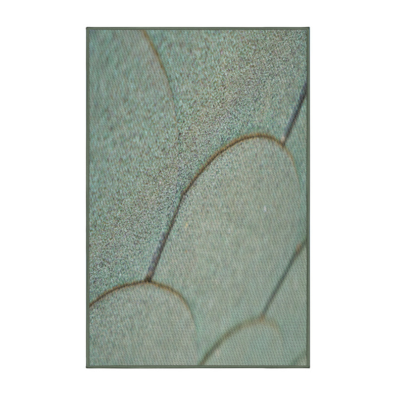 Tapis vert clair/gris à motifs, Rectangle 5 pi x 7 pi