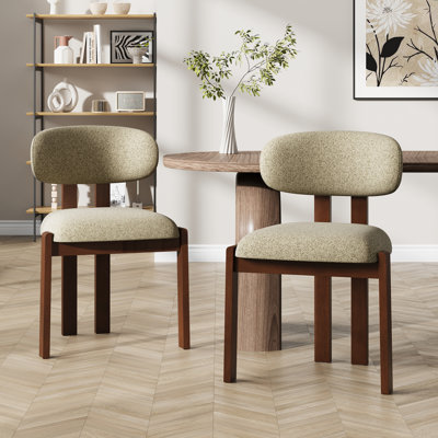 Upholstered Solid Wood Dining Chair with Ergonomic Padded Backrest