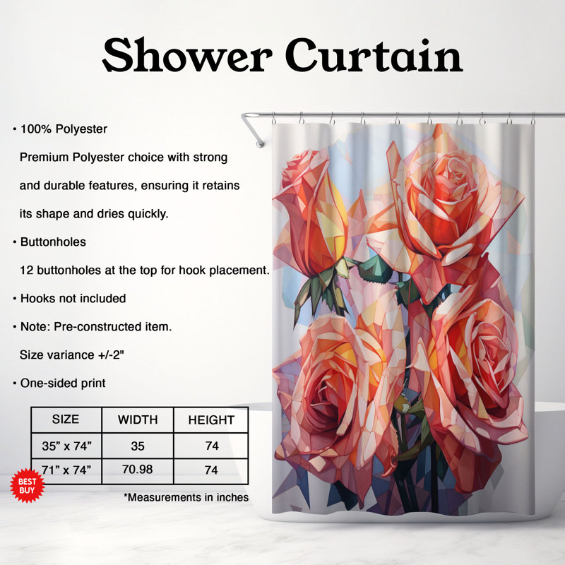 Rideau de douche standard 1 pièce Structured Blossoms, H 74 po x l 71 po
