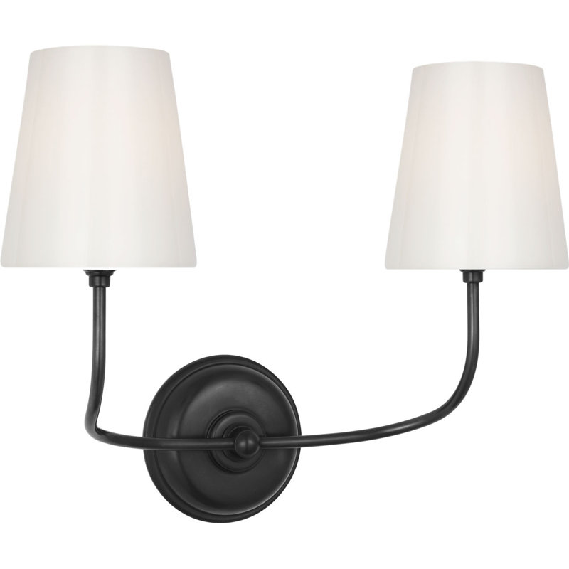 Vendome Double Sconce with White Glass, Bronze