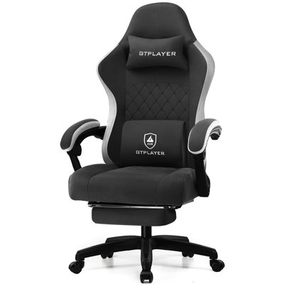 Gaming Chair, Ergonomic Computer Office Chair, High Back Office Chair With Pocket Spring Cushion, Lumbar Support, Adjustable Linkage Armrests & Footre by George Oliver