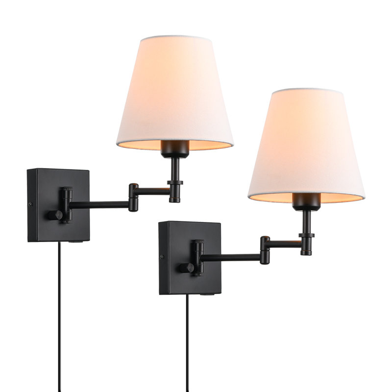 Jagdeep Plug-in/Hardwired Swing Arm Sconce, White