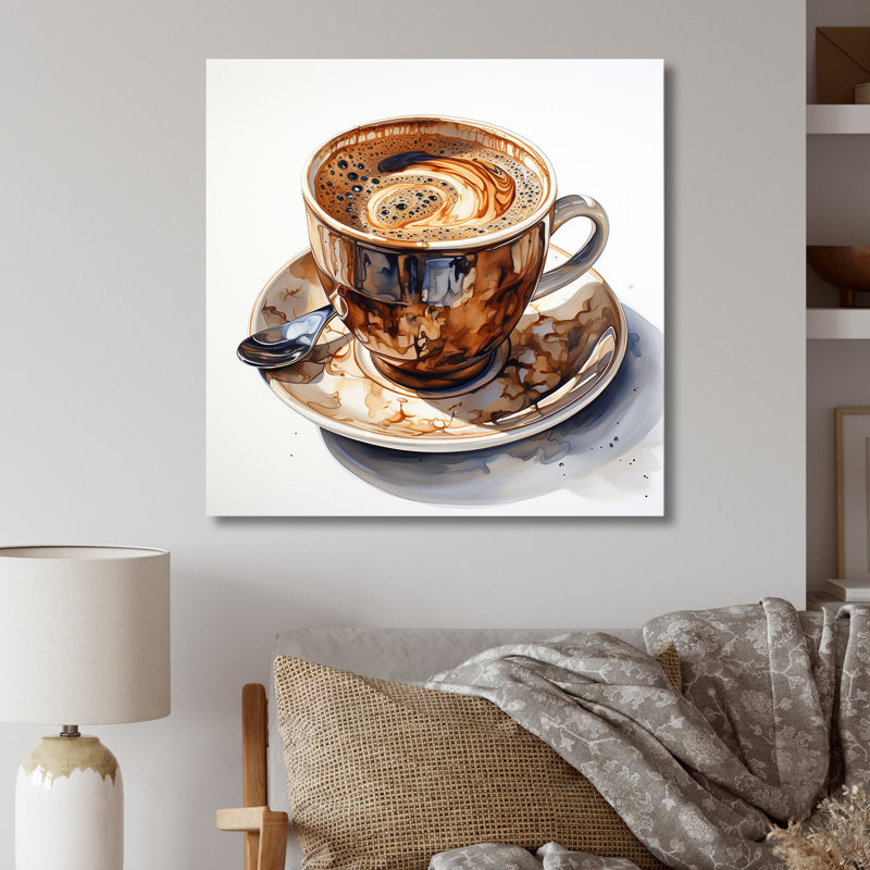 «Brown Coffee Cup Temptation III», art mural en métal café, H 29 po x l 29 po x P 1,5 po
