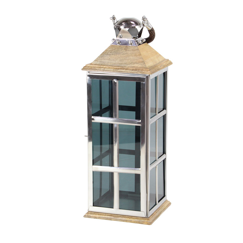 Lanterne en bois traditionnel, H 26 po x l 9 po x P 9 po