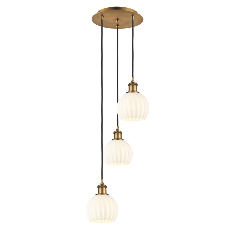 Luminaire suspendu suspendu vénitien blanc à 3 lumières Ballston White - 113B-G1217, H 12,25 po x l 12,5 po x P 12,5 po